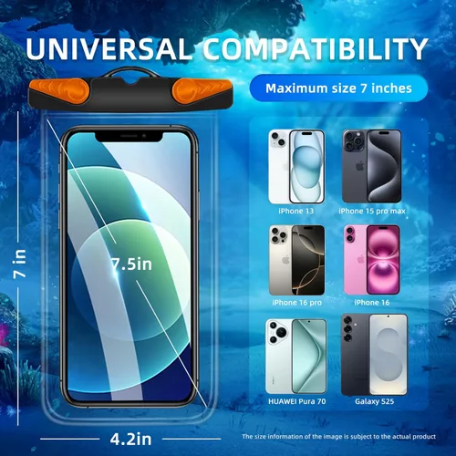 Miniatura 6 de Bolsa impermeable para teléfono, funda impermeable para teléfono con cordón para iPhone, Samsung, IPX8, bolsa seca para playa, kayak, crucero, 2
