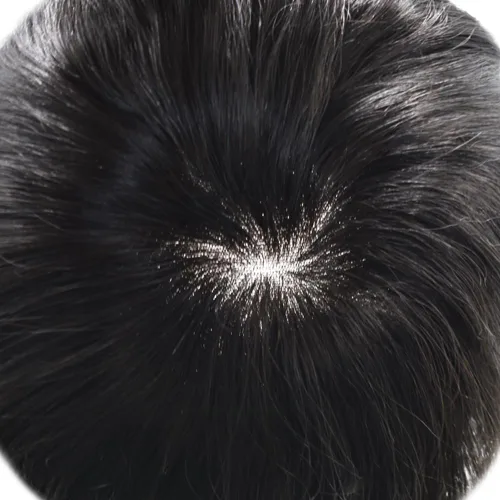 Miniatura 6 de Toupee para hombres Cabello humano real Sistema de reemplazo de cabello de encaje francés Encaje frontal nudo blanqueado Mens Toupee Hair Pieces