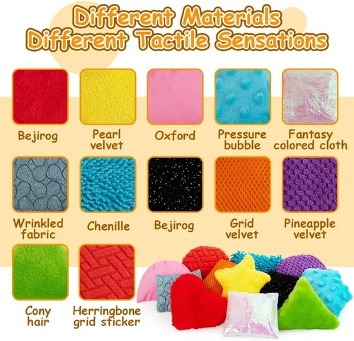 Miniatura 2 de Teytoy Puf sensorial con textura, 12 juguetes con forma de ansiedad con bolsa de almacenamiento, desarrolla motricidad fina y juego sensorial