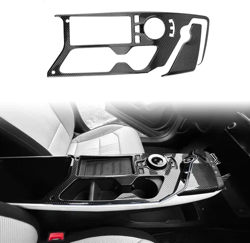 Miniatura 3 de YOUTOOCAR 2 cubiertas para panel de palanca de cambios compatibles con accesorios Kia EV6 2022-2026 (patrón de fibra de carbono)