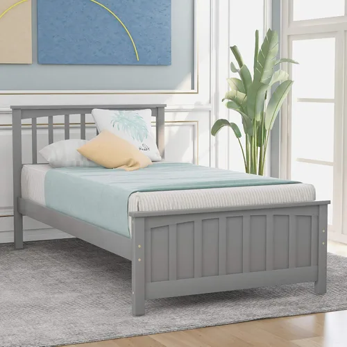 Miniatura 13 de SOFTSEA Base de cama de tamaño individual con cajones de almacenamiento, plataforma de madera maciza moderna de mediados de siglo con cabecero,
