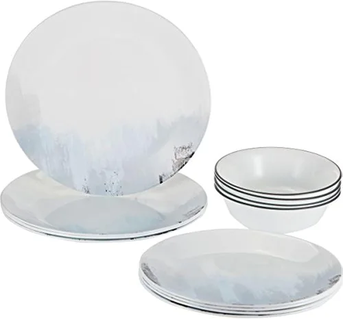 Miniatura 8 de Corelle Ocean Blues - Vajilla resistente a las roturas y a las roturas para 4 personas, color azul, 12 piezas