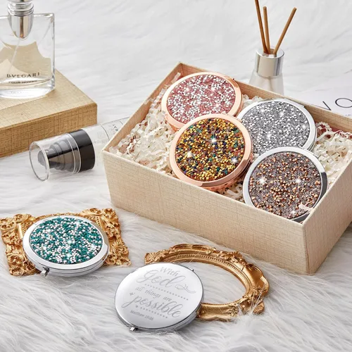 Miniatura 4 de Thyle 12 piezas de espejo compacto a granel, espejo de bolsillo cristiano para confirmación católica VBS para mujeres, versículo bíblico, cartera