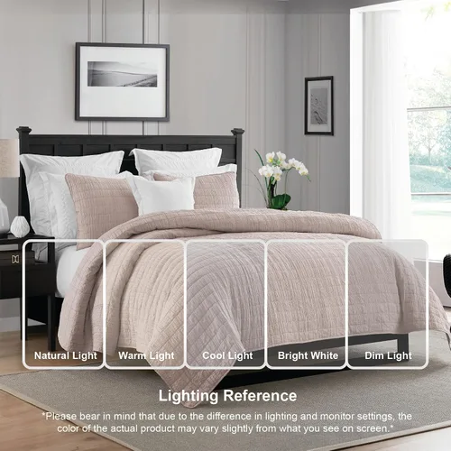 Miniatura 3 de Swift Home Ligero de gran tamaño, ultra suave, lavado con enzimas, textura arrugada, relleno de mezcla de algodón transpirable, juego de 2 piezas