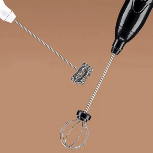 Miniatura 6 de Espumador de leche de mano con 2 cabezales, batidor eléctrico de espuma con recargable por USB, mezclador de bebidas de acero inoxidable para café