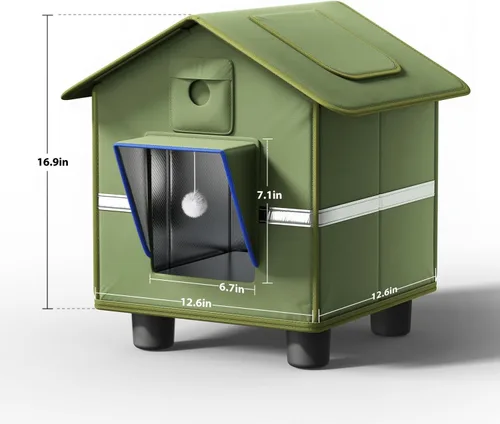 Miniatura 8 de Casa para gatos al aire libre con cámara 2K para un solo gato de hasta 12 libras, refugio aislado a la intemperie, puerta magnética, cámara de doble