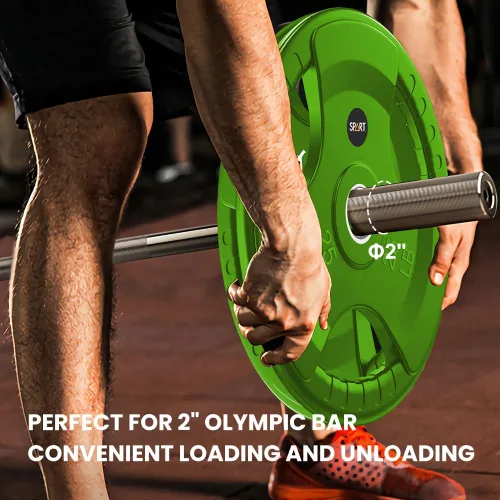 Miniatura 4 de SPART Placas de Peso Olímpico de 2 Pulgadas con Recubrimiento de Goma de Color en Pares o Individual para Entrenamiento de Fuerza, Levantamiento