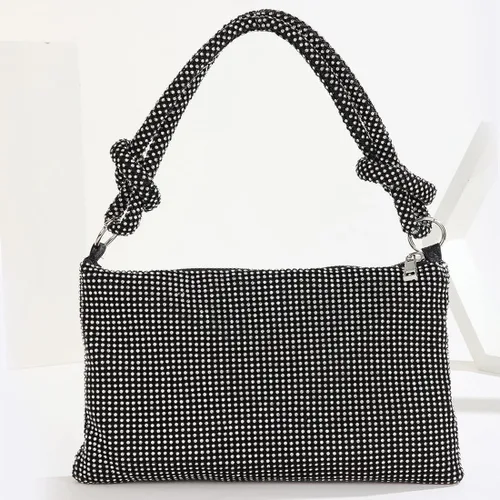 Miniatura 5 de UMREN Bolsos Hobo con diamantes de imitación para mujer, elegante bolso de noche de cristal brillante para fiesta, club, boda