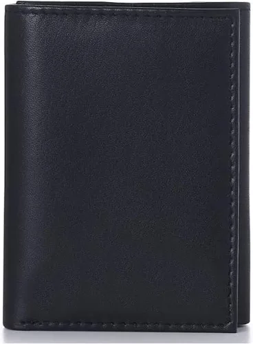 Miniatura 4 de Personalizado Negro Cuero Genuino Trifold Wallet Grabado Gratis - Se envía desde Estados Unidos, Billetera de cuero negro triple para dinero