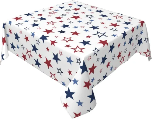Miniatura 2 de BETGINY 4th of July Tablecloth Square 60x60 Inch,White Red Blue Patriotic Stars Table Cloth,Stain Resistance Polyester American Independence Day