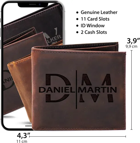 Miniatura 20 de Billeteras de cuero personalizadas para él, novio, marido, hombre, hijo, billetera plegable grabada para hombres, billeteras, regalo de hombre