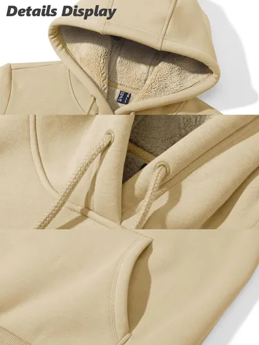 Miniatura 116 de MAGCOMSEN Sudaderas con capucha para mujer, con forro de sherpa, de vellón, para invierno, cálido, pesado, de algodón, con bolsillo