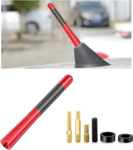 Miniatura 16 de KVAEY Antena corta para automóvil, antena aérea de aluminio rechoncha de 1.37 pulgadas con 4 tornillos y 2 juntas de goma, repuesto de antena de Azul