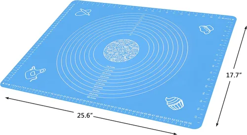 Miniatura 3 de Alfombrilla de Silicona para Hornear para Enrollar Masa de Repostería con Medidas, 25.6 x 17.7 Sin BPA Antiadherente y Antideslizante Verde Lámina