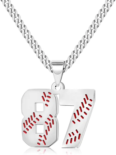 Miniatura 68 de Btysun Collares de béisbol de béisbol número 0-99 dijes de acero inoxidable para hombres, regalos de béisbol, papá, marido, regalo de Navidad
