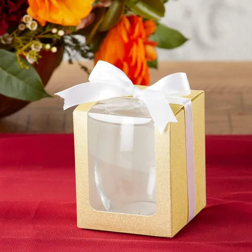 Kate Aspen 36 piezas de caja de regalo de cristalería dorada de 9 onzas. Accesorio de recuerdo de fiesta para bodas, despedidas de soltera, baby
