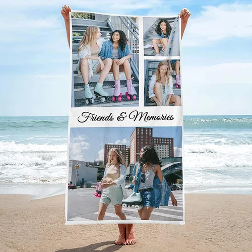 Miniatura 8 de Toalla de playa personalizada con foto y texto, 31 x 71 pulgadas, microfibra extra grande, absorbente, sin arena, toalla de secado rápido para Foto 5
