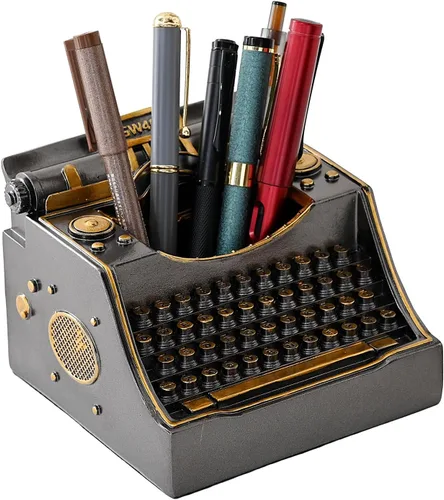 Soporte para bolígrafo retro de resina decorativa, vintage, organizador de escritorio para escritorio de escritor (hierro)
