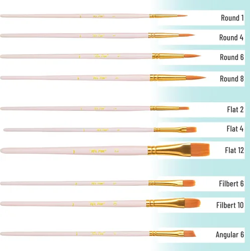Miniatura 3 de Mr. Pen - Pinceles de artista para pintura acrílica, 10 piezas, mango ergonómico de madera beige, cerdas sintéticas en diferentes tamaños y formas