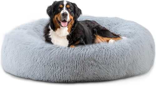 Miniatura 11 de Bunlitent Cama para perro de 23 pulgadas, cama calmante antiansiedad para perros pequeños, cama de dona, cálida, acogedora, suave, linda, redonda