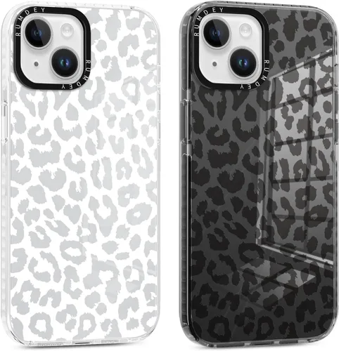Miniatura 39 de Pack de 2 Fundas con Estampado de Guepardo para Apple iPhone 13 / iPhone 14 de 6.1 Pulgadas, Funda Transparente Linda Coquette con Patrones