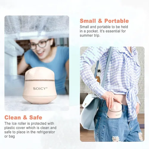 Miniatura 6 de Leeshine Rodillo de hielo en bola para cara y ojos - Herramientas de cuidado de la piel facial con un rodillo grande y estuche de transporte. Regalo