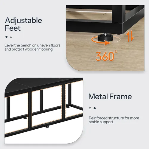 Miniatura 6 de HOOBRO Banco de comedor, banco de mesa de comedor de 47.2 pulgadas, banco de cocina de estilo industrial, marco de acero, fácil de montar