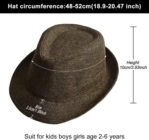 Miniatura 20 de ECYC Sombreros de jazz para niños, gorras de lino de color sólido para niños