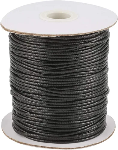 Miniatura 9 de Cordón de poliéster encerado coreano de 100 yardas, hilo de cordón trenzado beige para collar, cuerda de alambre de 0.079 pulgadas con carrete