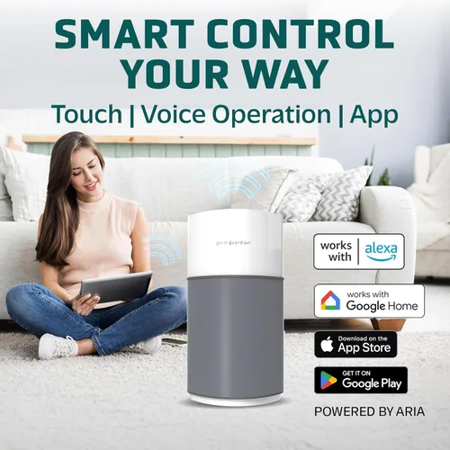 Miniatura 8 de GermGuardian AirSafe AP3250 - Purificador de aire inteligente XL para el hogar, filtro HEPA verdadero de 360°, WiFi y aplicación, monitor de calidad