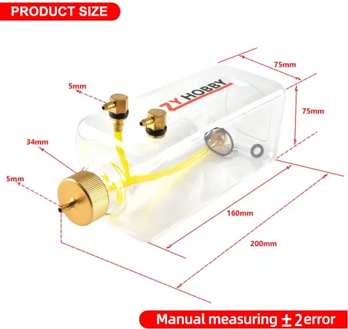 Miniatura 3 de ZYHOBBY Tanque de combustible RC 1000ML, botella de combustible de gas RC con plástico transparente para modelo de avión RC en EE. UU