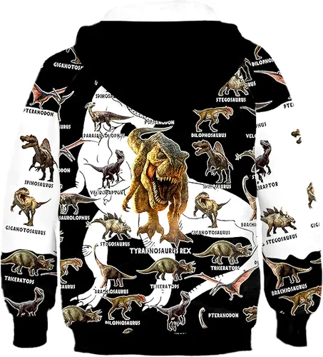 Miniatura 2 de CHAOS MONKEY Sudaderas con capucha unisex de dinosaurio 3D para niños con estampado 3D con bolsillo