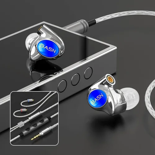 Miniatura 5 de BASN Metalen PRO 4 Drivers Auriculares intraurales para músicos, auriculares con cancelación de ruido y graves mejorados con carcasa de metal CNC