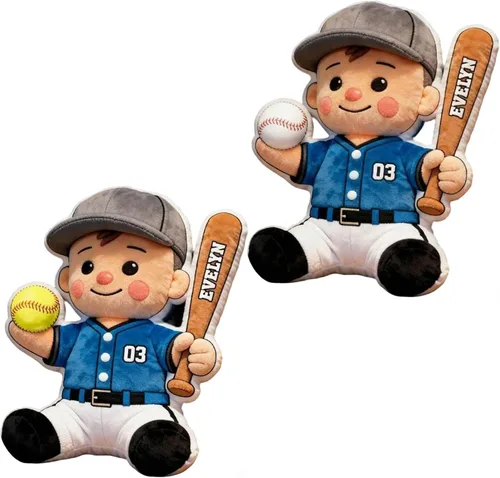 Miniatura 11 de Almohada de béisbol personalizada con monograma con nombre personalizado de letras de béisbol para abrazar, almohadas decorativas de Navidad, cojín