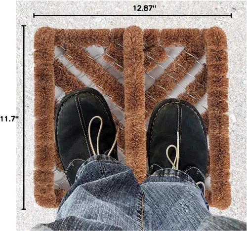 Miniatura 3 de NINAMAR - Alfombrilla para puerta con raspador de botas de coco natural - 13 x 12 pulgadas 1 unidad.