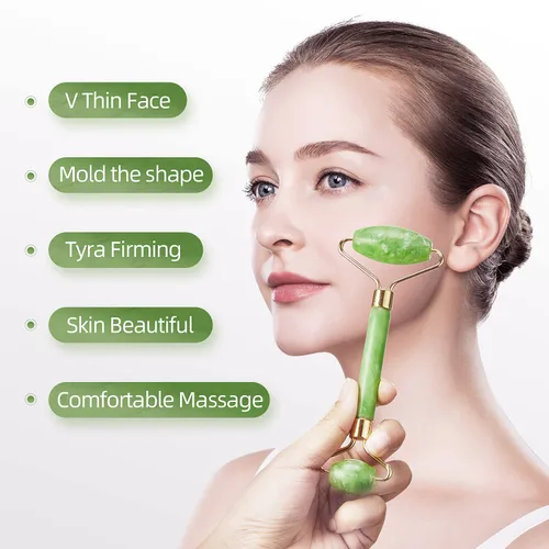 Miniatura 3 de AECW Rodillo de jade natural para la cara Ojos Herramienta Jade Rodillo facial silencioso Rodillo de masaje facial