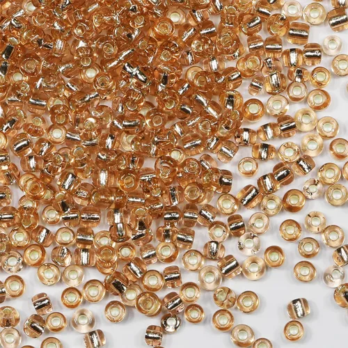 Miniatura 70 de Cuentas de semillas doradas transparentes de 4 mm al por mayor para hacer joyas, 110 gramos, aproximadamente 1600 piezas, cuentas de vidrio 6/0