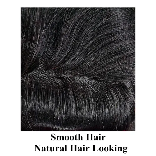 Miniatura 4 de Toupee - Pieza de pelo para hombre, completo poli para hombre, sistema de reemplazo de cabello humano europeo, piel invisible, aspecto natural