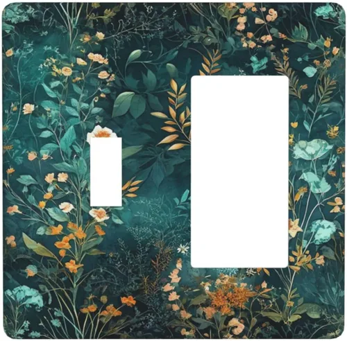 Miniatura 105 de Cubiertas Decorativas para Tomacorrientes Boho Floral Beige Flor y Hoja Botánico 1 Gang Interruptor de Luz Dúplex Placa Cubierta Placas de Boho