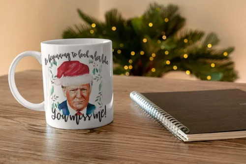 Trump - Taza de café divertida de Navidad, linda idea de regalo de amor, inspiración, motivación de corazón, 11 onzas, taza de té de cerámica blanca