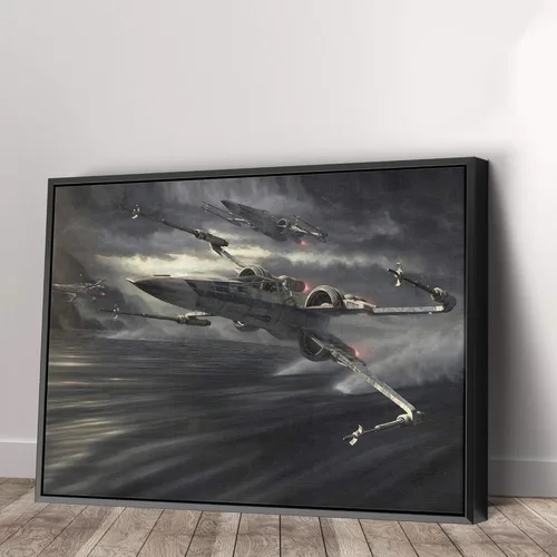 Miniatura 8 de Arte de pared en lienzo de batalla de cazas estelares Arte de pared de naves espaciales futurista de ciencia ficción Arte de pared con tema