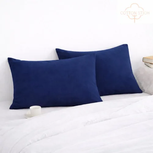 Miniatura 6 de COTTON STICH™ Juego de 2 fundas de almohada para niños pequeños de 14 x 20 pulgadas, 100% algodón de 600 hilos, fundas de almohada suaves y Azul
