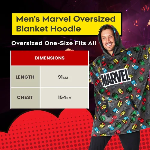 Miniatura 6 de Marvel Manta con capucha, suave y cómoda con capucha de gran tamaño para hombres y mujeres, manta moderna para adultos y adolescentes que pueden
