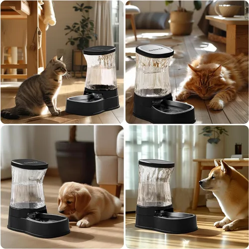 Miniatura 5 de Gardner Pet - Dispensador automático de agua por gravedad para perros, alimentador de acero inoxidable, 100% libre de BPA, gran capacidad para Oscuro