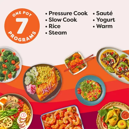 Miniatura 4 de Instant Pot 4QT RIO Mini Multicocina 7 en 1, Olla a Presión, Cocción Lenta, Saltear, Vapor, Arrocera, Yogur y Calentador, Negro, 4 Cuartos