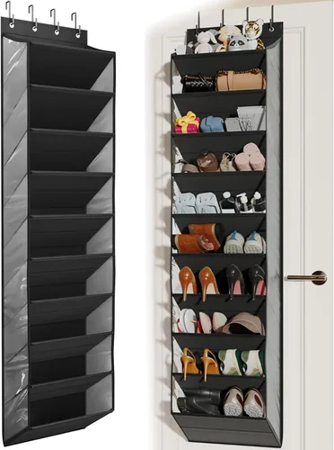 Miniatura 13 de Mefirt - Zapatero sobre la puerta para armario para más de 18 pares, organizador de zapatos de puerta con grandes bolsillos transpirables, zapatero