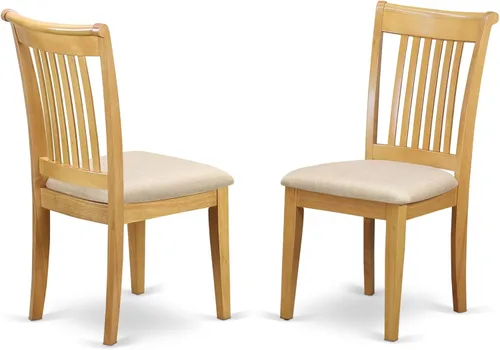 Miniatura 3 de East West Furniture ANPO3-OAK-C Juego de mesa y sillas de cocina de 3 piezas contiene una mesa de comedor redonda con pedestal y 2 sillas tapizadas