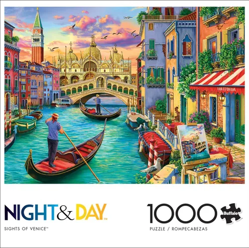Buffalo Games Image World - Sights of Venice - Rompecabezas de 1000 piezas - 26.75 x 19.75 pulgadas, rectangular, vista panorámica de Venecia,