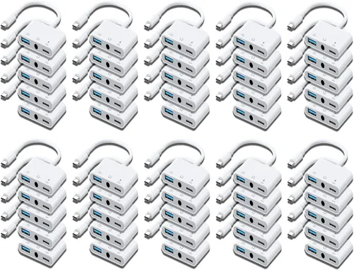 Miniatura 9 de Adaptador de Aux a USB C a USB, Adaptador OTG USB 3-en-1 con Adaptador de Audio USB C a 3.5mm y Puerto de Carga Rápida PD de 60W, Compatible