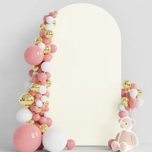 Miniatura 53 de Wokceer Funda para Arco de Boda de 6.6 Pies de Spandex Ajustada Cubiertas para Soporte de Arco de Boda Parte Superior Redonda Chiara Funda de Telón